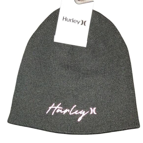 Hurley NWT Staple Beanie Black with Pin Hurley Embroidery OS - Picture 10 of 14